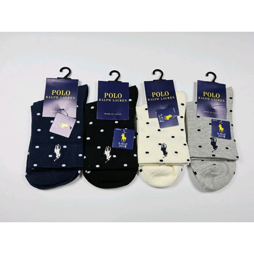 Polo Ralph Lauren Organic Cotton Lot Of 4 Polka Socks Japan Size US 5-8